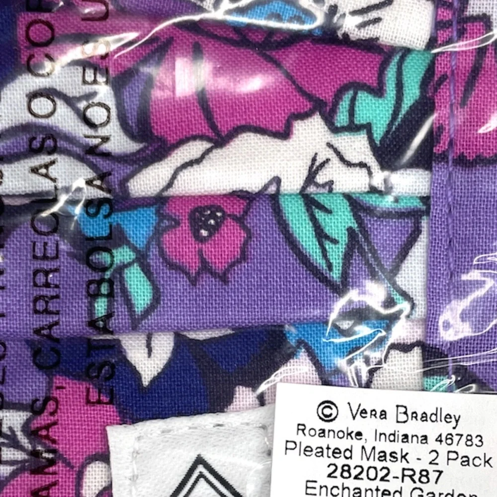 Vera Bradley 2 Enchanted Garden Pleated Face Mask